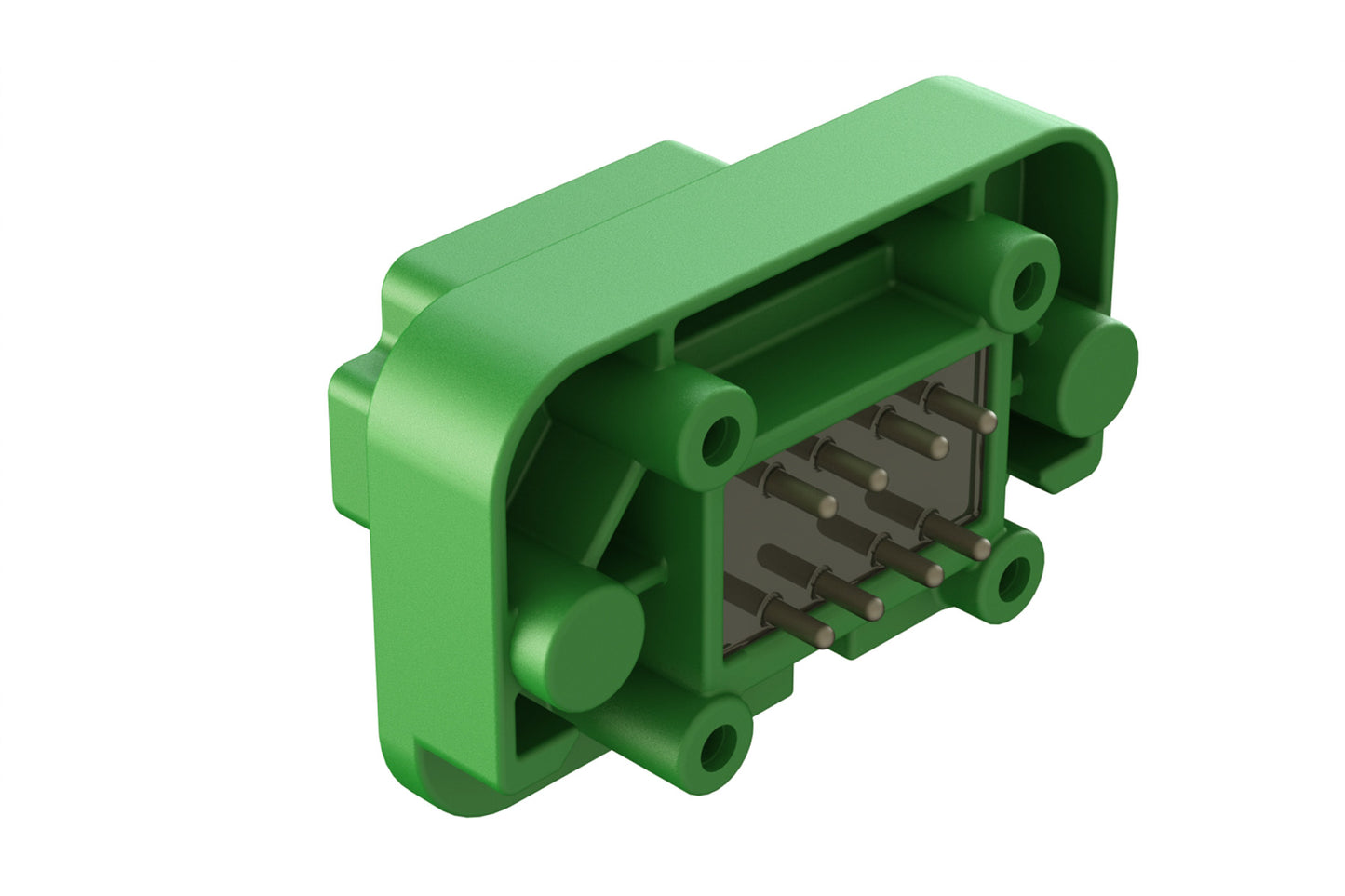 AT15-08PC-BM04 8 Position Flange Mount PCB Receptacle, Potted, Green, Tin Plated Contacts Included. Keyed C