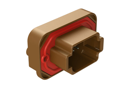 AT15-08PD-BM03 8 Position Flange Mount PCB Receptacle, Brown, Tin Plated Contacts Included. Keyed D. DT15-08PD