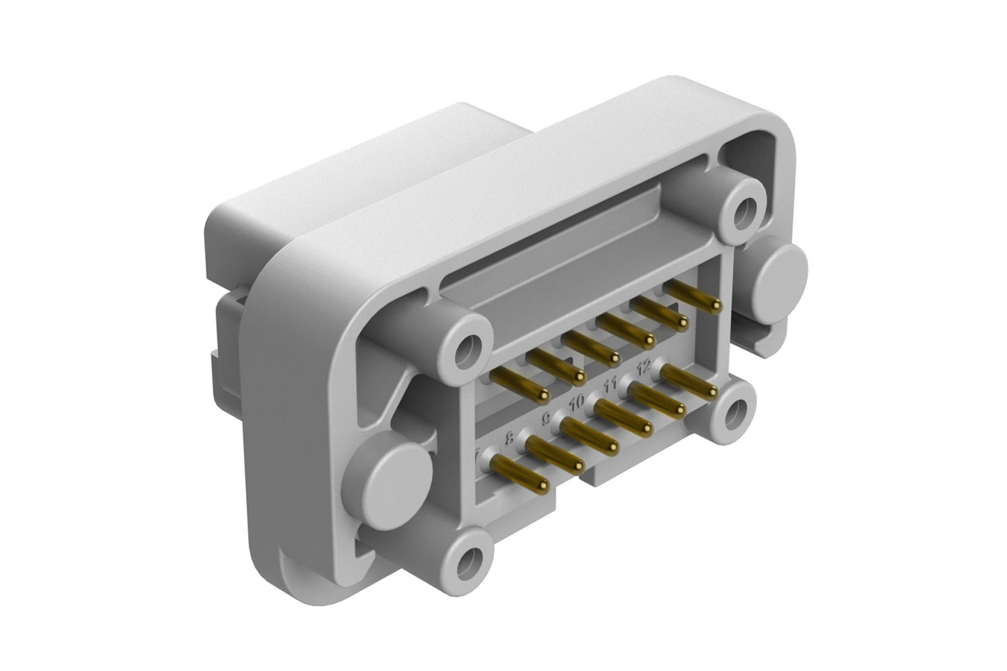 AT15-12PA-BM18 12 Position Flange Mount PCB Receptacle, Grey, Gold Plated Contacts Included. Keyed A
