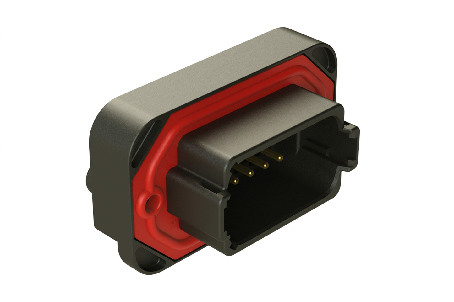 AT15-12PB-BM02 12 Position Flange Mount PCB Receptacle, Potted, Black, Gold Plated Contacts Included. Keyed B