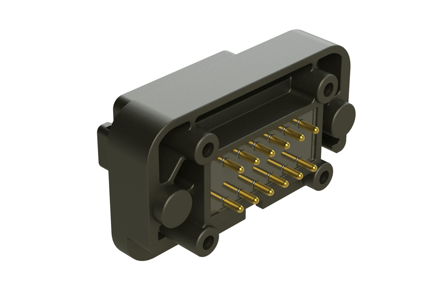 AT15-12PB-BM02 12 Position Flange Mount PCB Receptacle, Potted, Black, Gold Plated Contacts Included. Keyed B