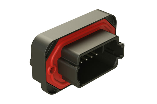 AT15-12PB-BM03 12 Position Flange Mount PCB Receptacle, Black, Tin Plated Contacts Included. Keyed B. DT15-12PB