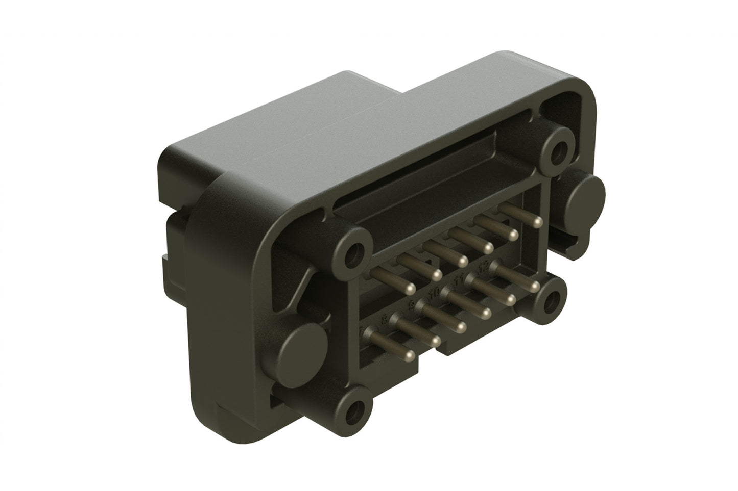 AT15-12PB-BM16 12 Position Flange Mount PCB Receptacle, Black, Tin Plated Contacts Included. Keyed B. DT15-12PB-B016