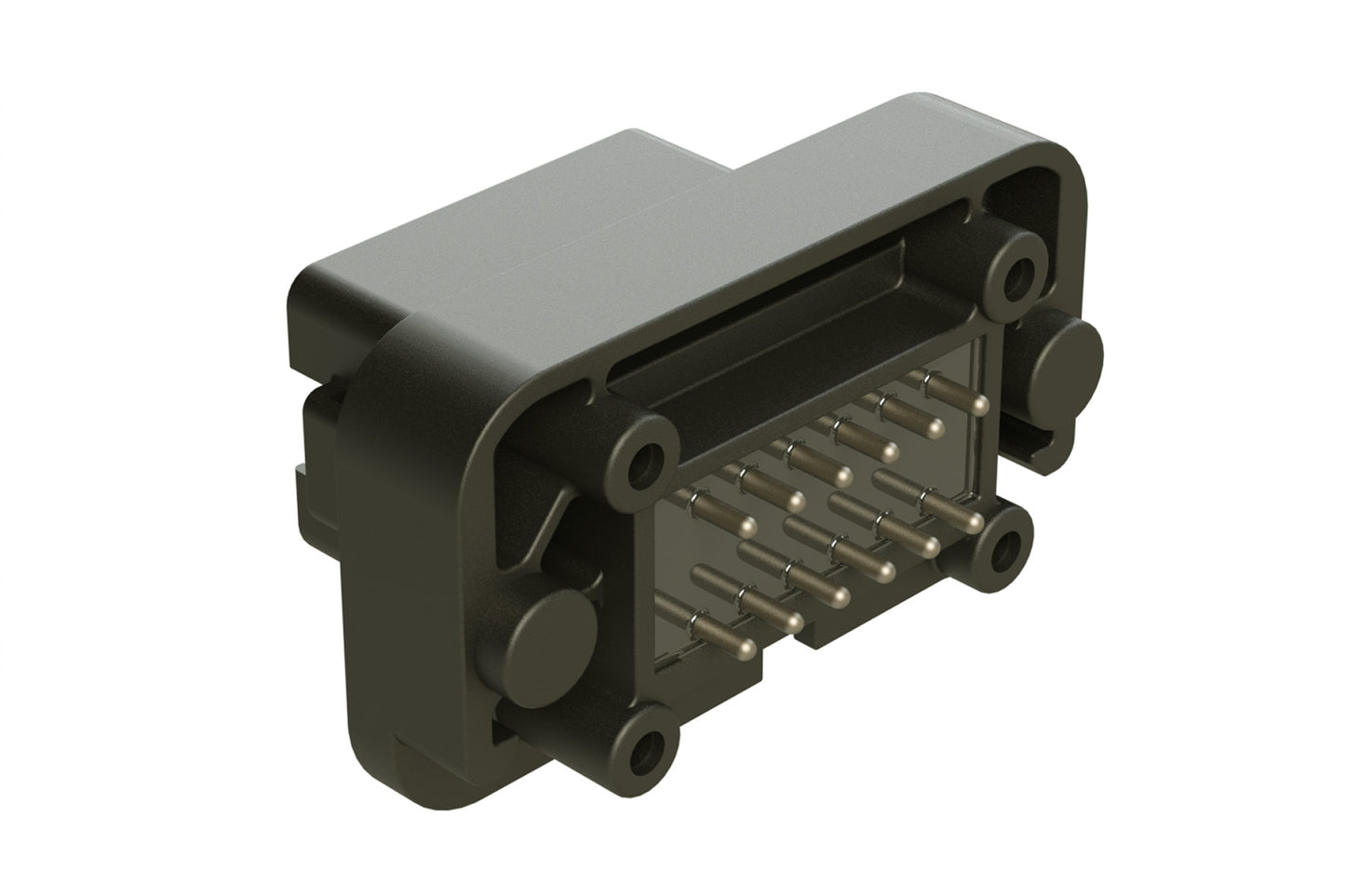 AT15-12PB-BM17 12 Position Flange Mount PCB Receptacle, Potted, Black, Tin Plated Contacts Included. Keyed B