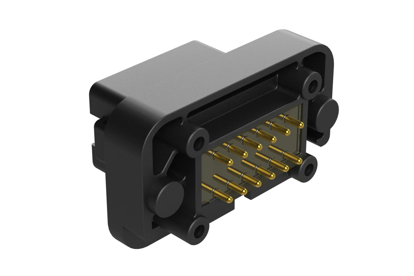 AT15-12PB-BM19 12 Position Flange Mount PCB Receptacle, Potted, Black, Gold Plated Contacts Included. Keyed B