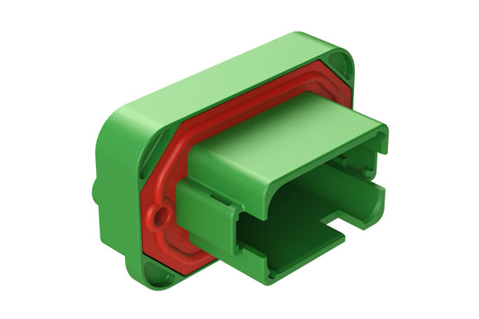 AT15-12PC-BM16 12 Position Flange Mount PCB Receptacle, Green, Tin Plated Contacts Included. Keyed C. DT15-12PC-B016
