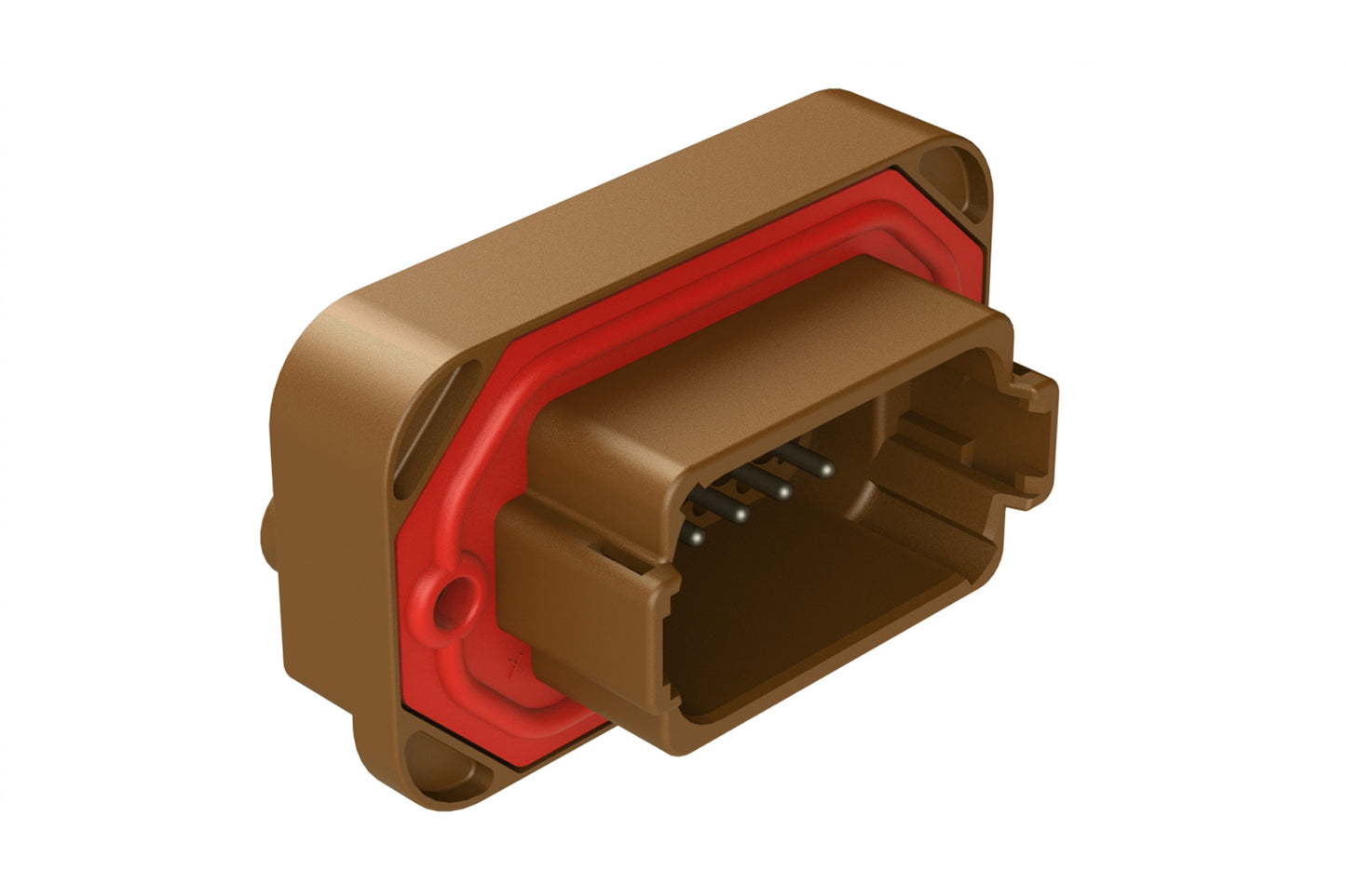 AT15-12PD-BM03 12 Position Flange Mount PCB Receptacle, Brown, Tin Plated Contacts Included. Keyed D. DT15-12PD