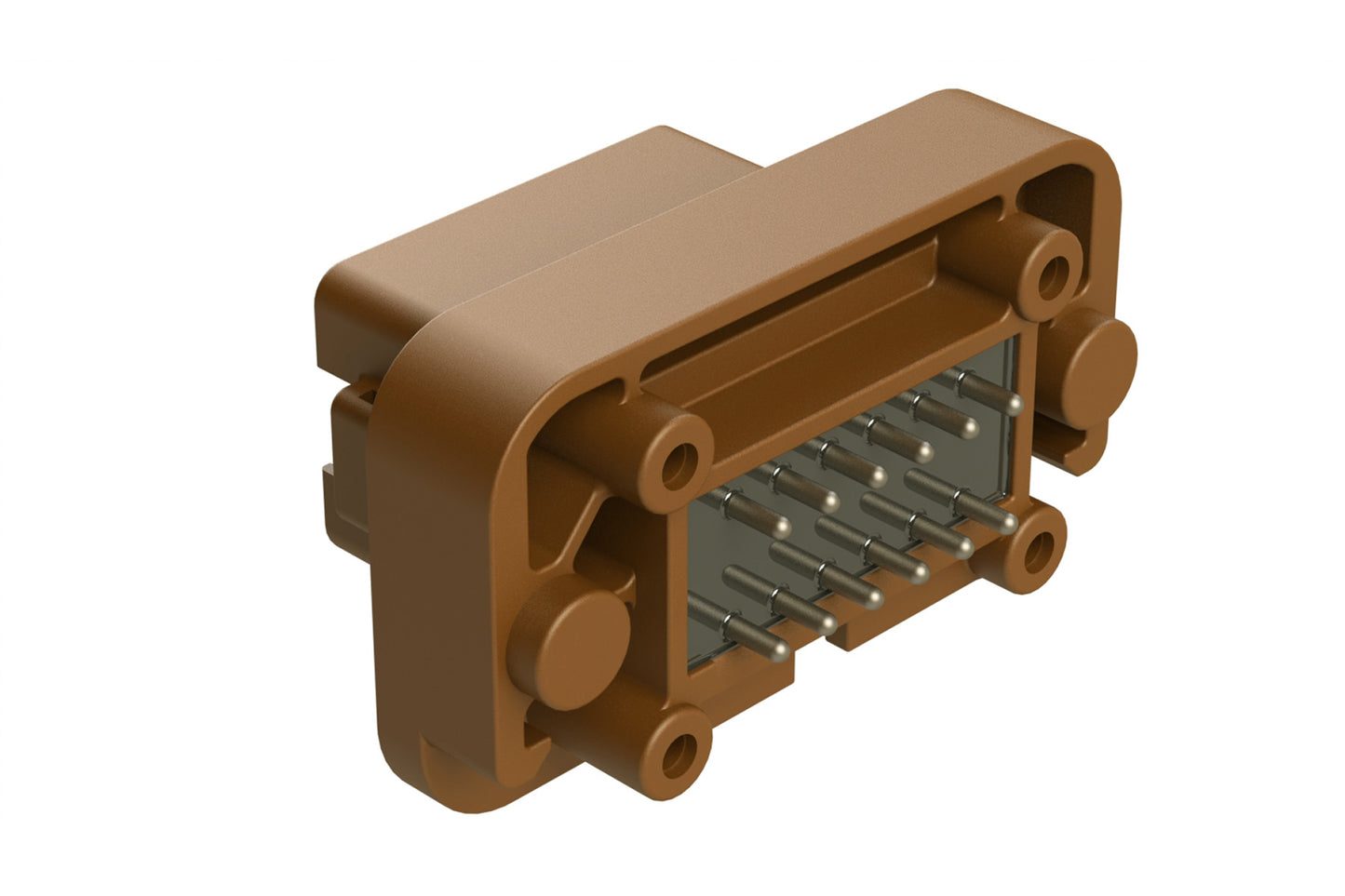 AT15-12PD-BM17 12 Position Flange Mount PCB Receptacle, Potted, Brown, Tin Plated Contacts Included. Keyed D