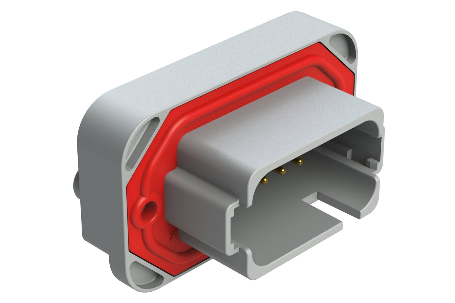 AT15-18PA-BM02GY 18 Position, Flange Mount PCB Receptacle, Gold Plated Contacts Included, Potted, Keyed A, Grey
