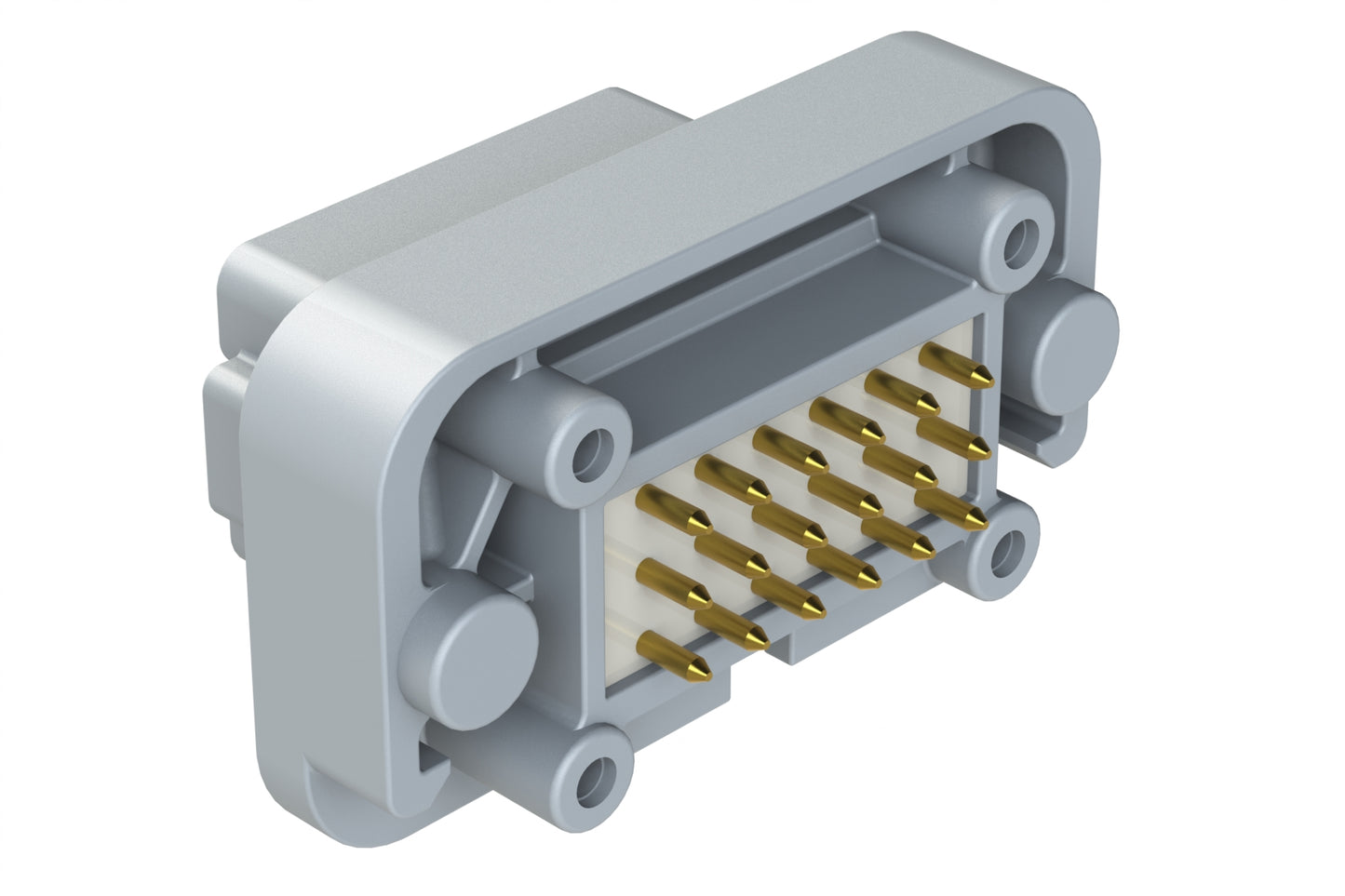 AT15-18PA-BM02GY 18 Position, Flange Mount PCB Receptacle, Gold Plated Contacts Included, Potted, Keyed A, Grey