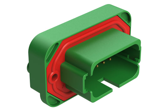 AT15-18PC-BM02GN 18 Position, Flange Mount PCB Receptacle, Gold Plated Contacts Included, Potted, Keyed C, Green