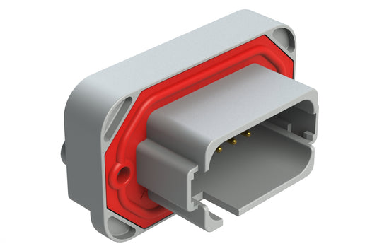 AT15-18PE-BM01GY 18 Position, Flange Mount PCB Receptacle, Gold Plated Contacts Included, Keyed E, Grey
