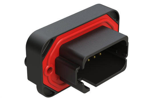 AT15-18PE-BM02BK 18 Position, Flange Mount PCB Receptacle, Gold Plated Contacts Included, Potted, Keyed E, Black