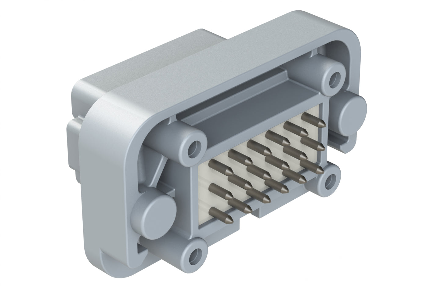 AT15-18PE-BM04GY 18 Position, Flange Mount PCB Receptacle, Tin Plated Contacts Included, Potted, Keyed E, Grey