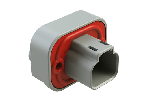 AT15-2P-BM02 2 Position Flange Mount PCB Receptacle, Potted, Grey, Gold Plated Contacts Included