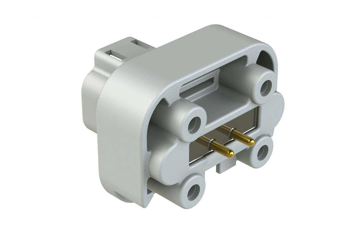 AT15-2P-BM02 2 Position Flange Mount PCB Receptacle, Potted, Grey, Gold Plated Contacts Included
