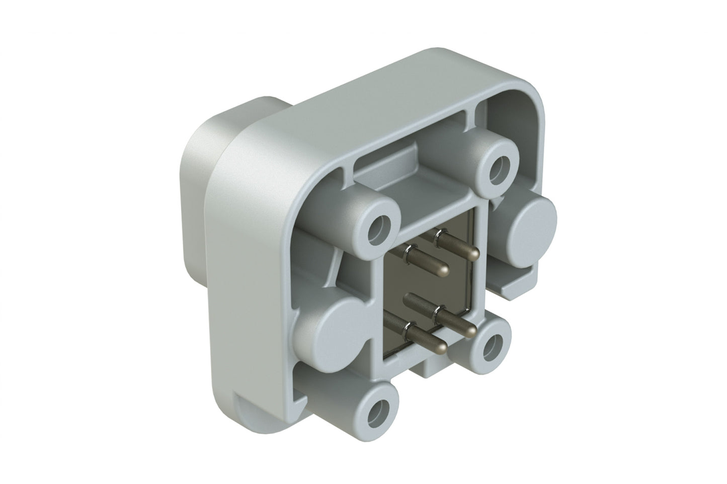 AT15-4P-BM04 4 Position Flange Mount PCB Receptacle, Potted, Grey, Tin Plated Contacts Included