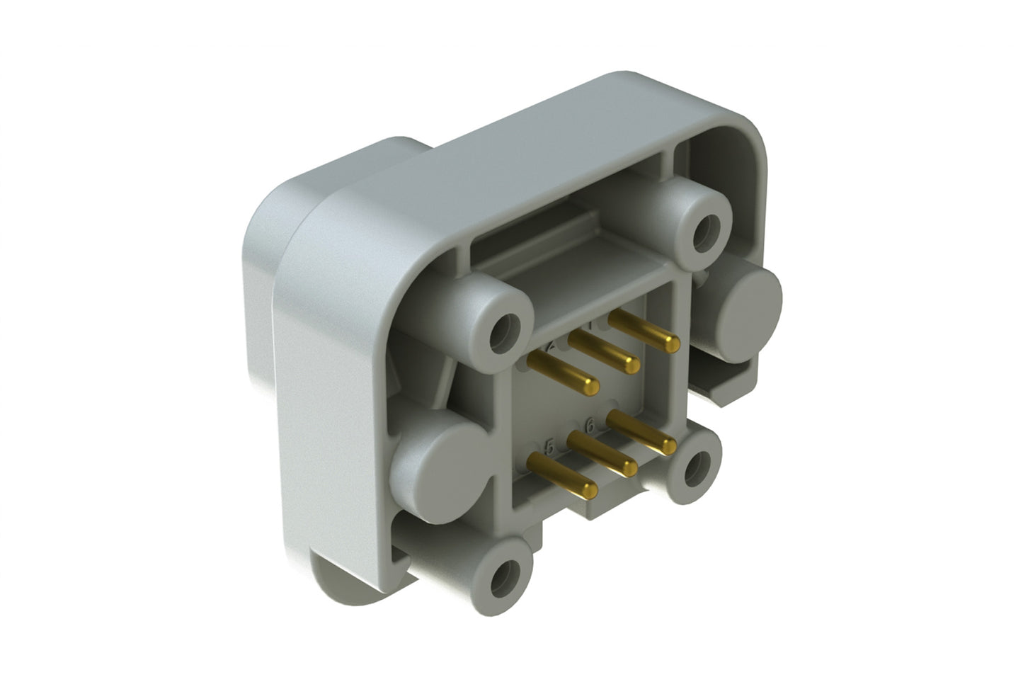 AT15-6P-BM01GRY 6 Position Flange Mount PCB Receptacle, Grey, Gold Plated Contacts Included. DT15-6P-G003