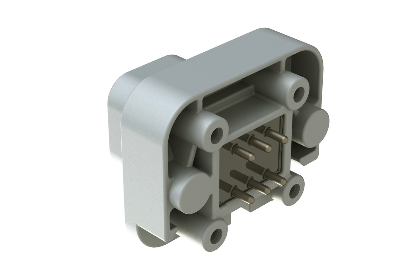 AT15-6P-BM04GRY 6 Position Flange Mount PCB Receptacle, Potted, Grey, Tin Plated Contacts Included