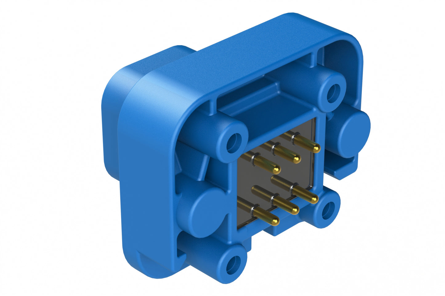 AT15-6P2-BM02BLU 6 Position Flange Mount PCB Receptacle, Potted, Blue, Gold Plated Contacts Included