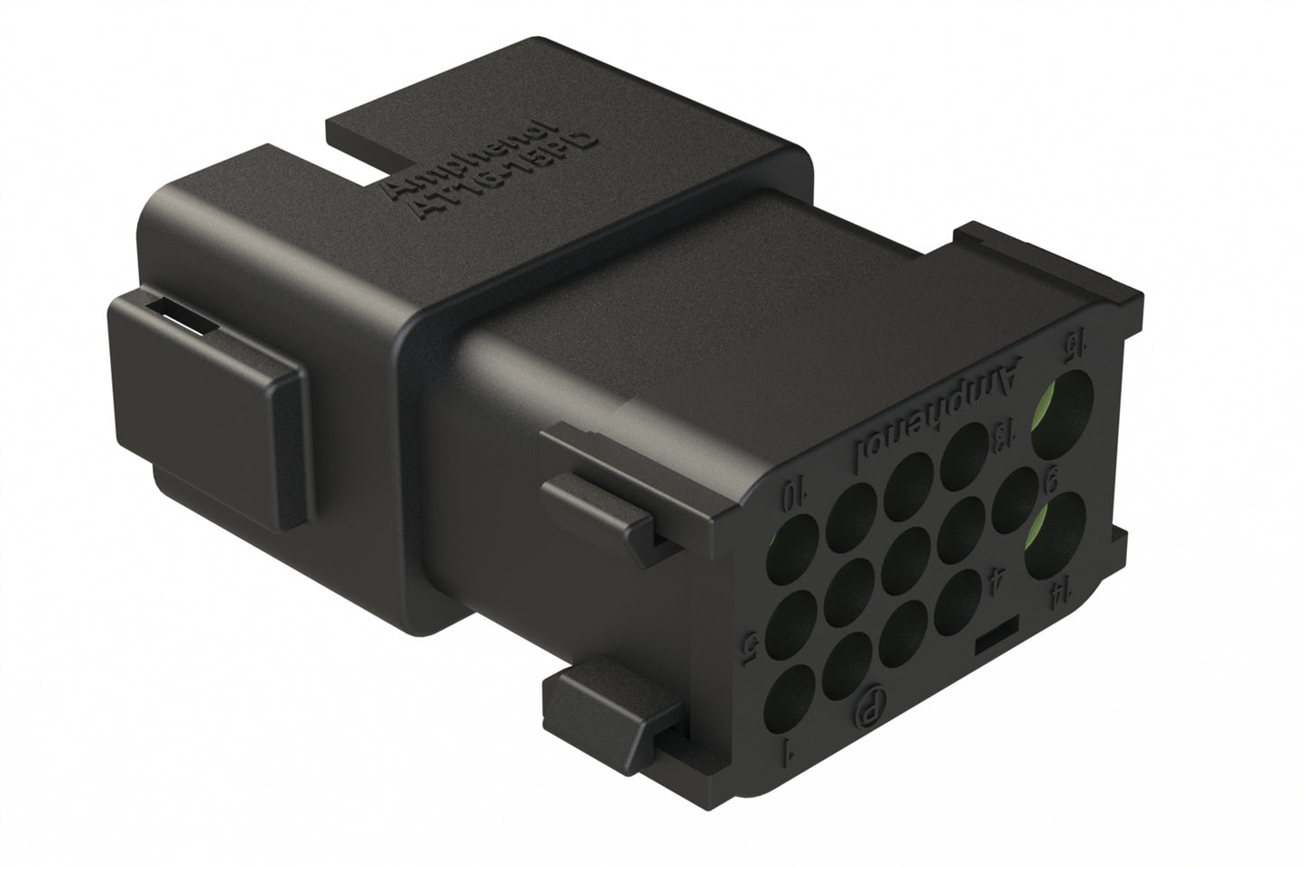 AT16-15PD-K003 15 Position Receptacle, Pin, Keyed D, End Cap, Reduced Diameter Seal, Black