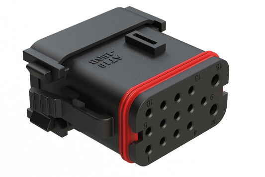 AT16-15SB-K003 15 Position Plug, Socket, Keyed B, End Cap, Reduced Diameter Seal, Black. DT16-15SB-K003