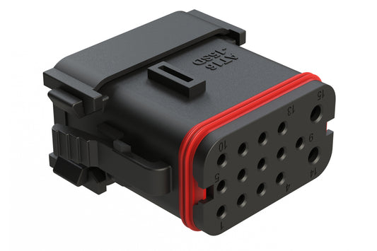 AT16-15SD-K003 15 Position Plug, Socket, Keyed D, End Cap, Reduced Diameter Seal, Black. DT16-15SD-K003