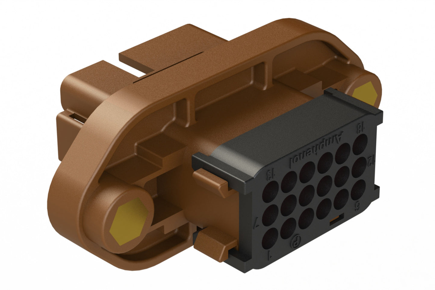 AT16-18PD-PM11 18 Position Panel Mount Receptacle, Pin, Keyed D, Brown