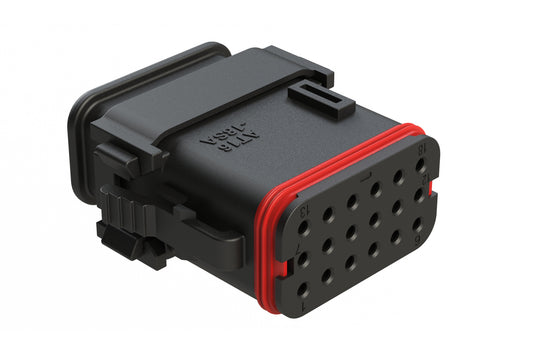 AT16-18SA-SR03 18 Position Plug with Strain Relief End Cap, Keyed A, Black