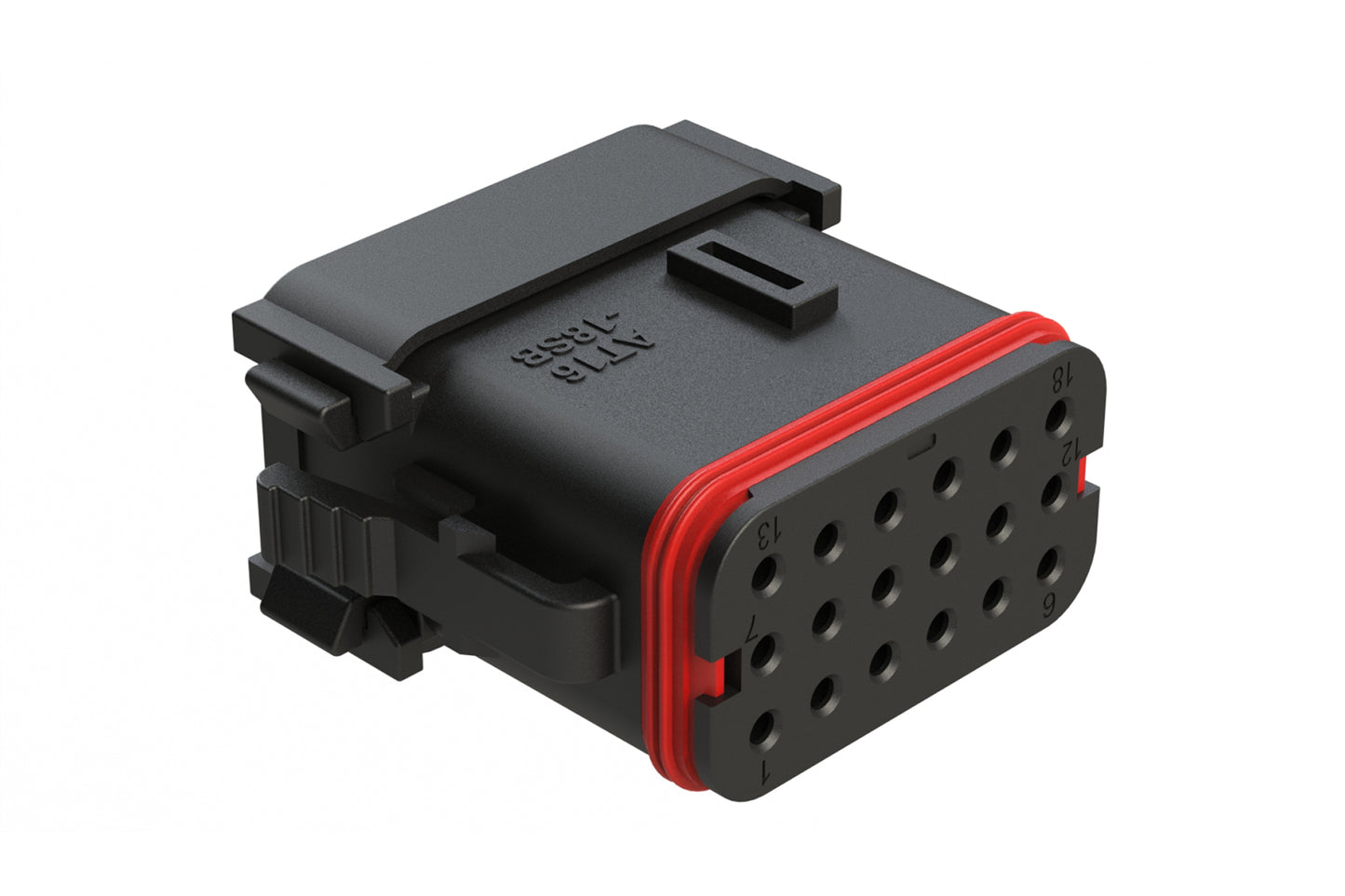 AT16-18SB-K005 18 Position Plug with End Cap, Keyed B, Black. DT16-18SB-K004