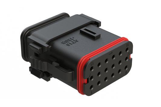 AT16-18SB-SR03 18 Position Plug with Strain Relief End Cap, Keyed B, Black