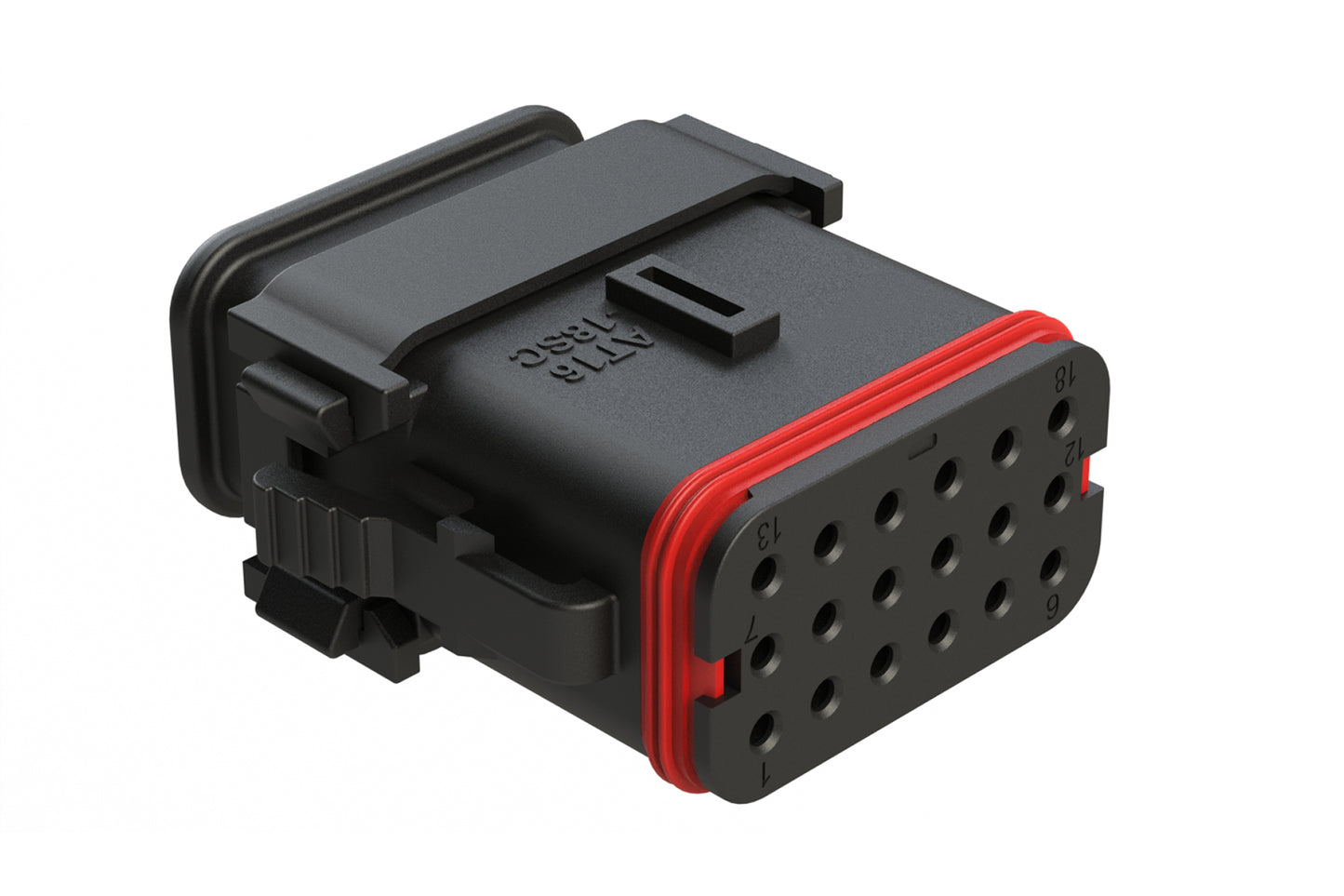 AT16-18SC-SR03 18 Position Plug with Strain Relief End Cap, Keyed C, Black