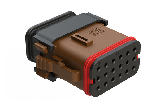 AT16-18SD-EKSR02 18 Position Plug with Strain Relief End Cap, Keyed D, Brown