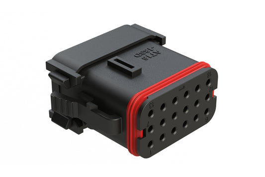 AT16-18SD-K005 18 Position Plug with End Cap, Keyed D, Black. DT16-18SD-K004