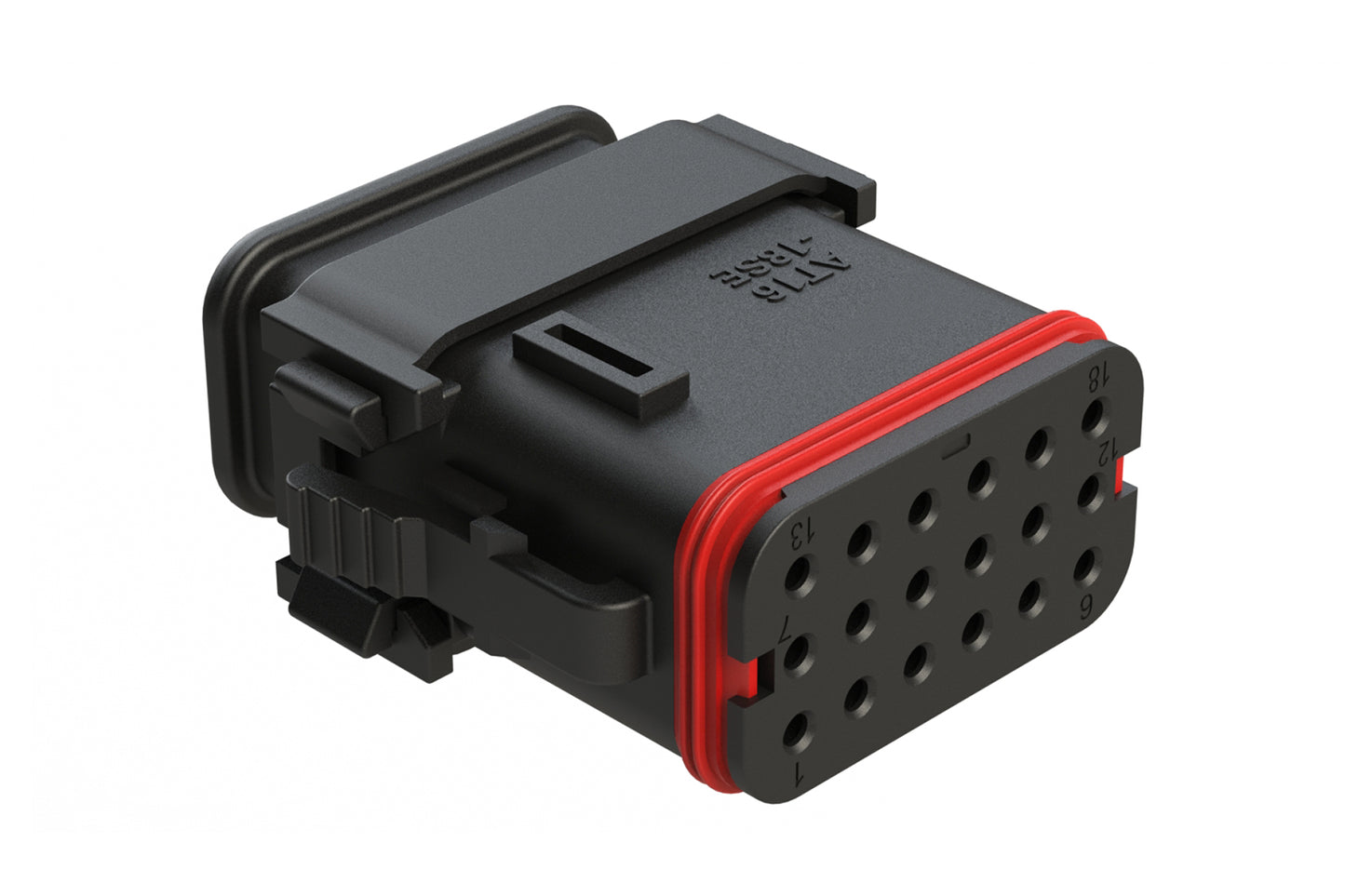 AT16-18SE-SR02 18 Position Plug with Strain Relief End Cap, Keyed E, Black