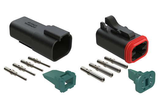 AT4PSBLK-CKIT 4-Way Pin and Socket Plug, Receptacle, Wedge and Contacts Kit, Black