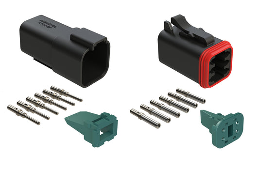 AT6PSBLK-CKIT 6-Way Pin and Socket Plug, Receptacle, Wedge and Contacts Kit,Black