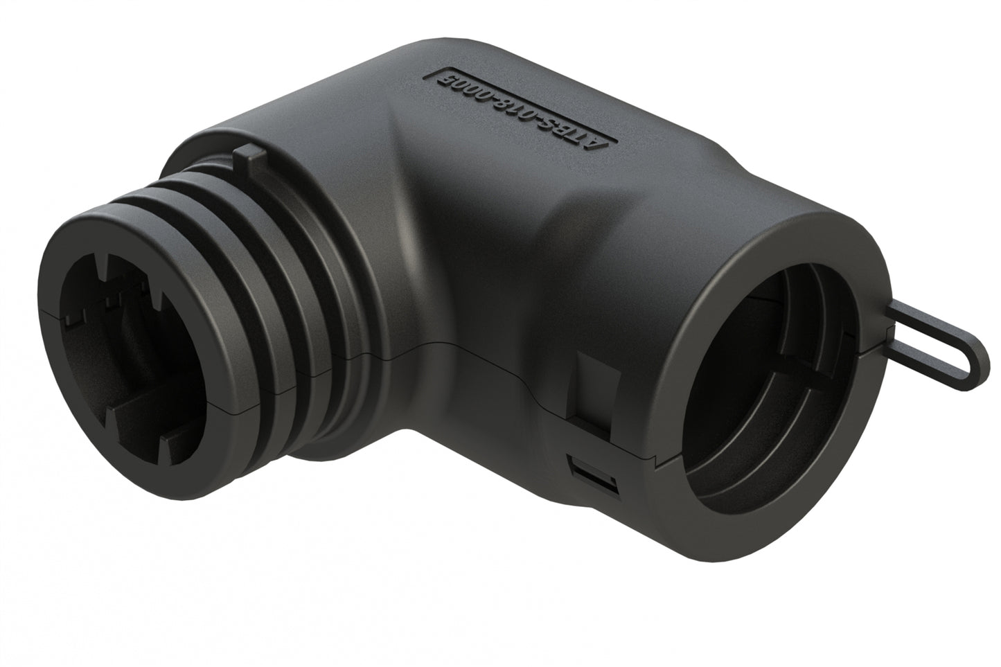 ATBS-018-0005 Backshell for 12,15,18 Position Plugs and Receptacles, 90°.  Cable Exit Designed for Corrugated Tube NW 17