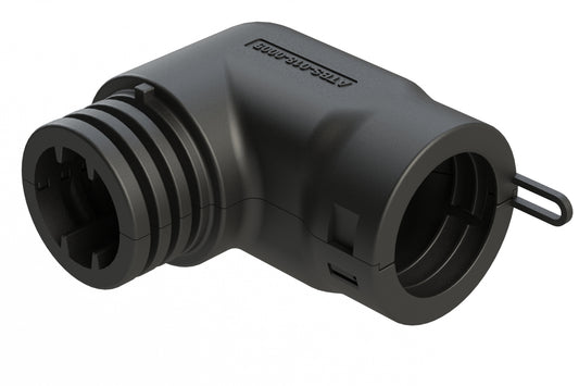 ATBS-018-0005 Backshell for 12,15,18 Position Plugs and Receptacles, 90°.  Cable Exit Designed for Corrugated Tube NW 17