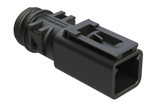 ATBS-229-0205 2 Position Backshell, fits AT04-2P* Receptacles, Enhanced Dovetail for Mounting Clips, Black. 1011-229-0205