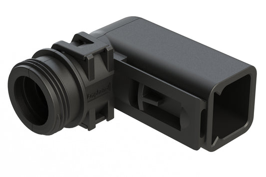 ATBS-230-0205 Backshell for 2 Position Receptacles, 90°. Enhanced Dovetail for Mounting Clips