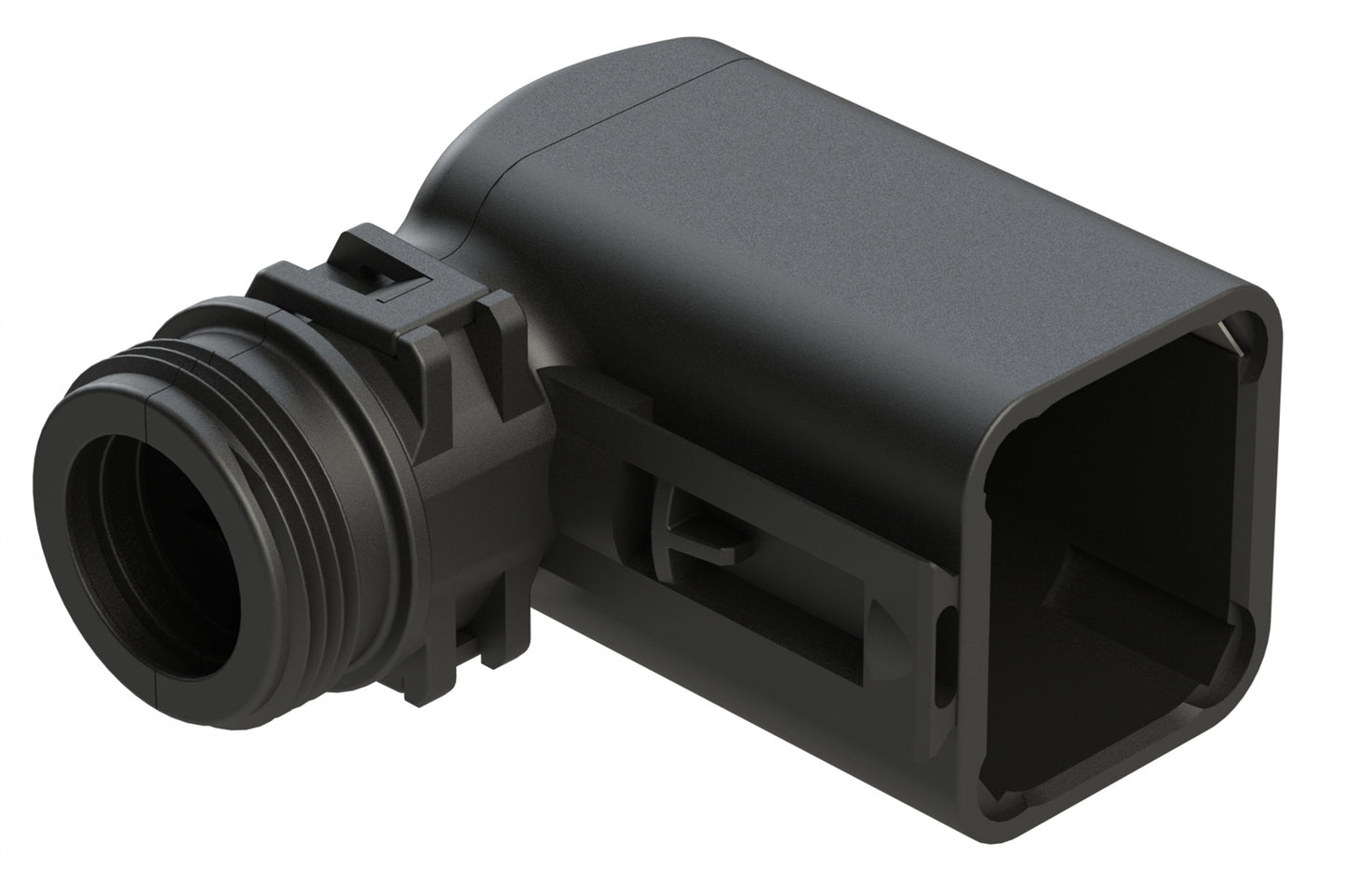 ATBS-246-0805 Backshell for 8 Position Receptacles, 90°.  Cable Exit Designed for Corrugated Tube NW 8.5, 10, 13