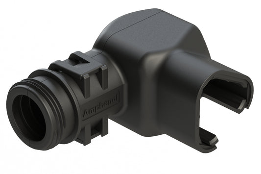 ATBS-260-0305 Backshell for 3 Position Plugs, 90°, with Strain Relief. Cable Exit Designed for Corrugated Tube NW 7.5, 8.5, 10