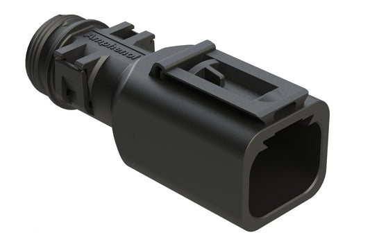 ATBS-265-0405 4 Position Backshell, fits AT04-4P* Receptacles, Internal Strain Relief, Enhanced Dovetail for Mounting Clips, Black. 1011-265-0405