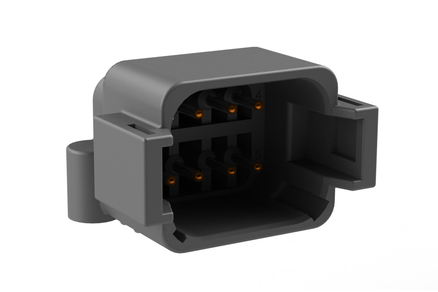 ATF13-08PA-BM13 Board Mount Header, Right Angle, AT, 8 Pin, A-key, Self-Threading, Tin Plated Contacts. DTF13-08PA