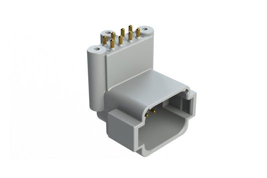 ATF13-08PA-BM31 Board Mount Header, Right Angle, AT, 8 Pin, 3X Self-Threading, Extended Height, Gold Plated Contacts, Keyed A, Grey