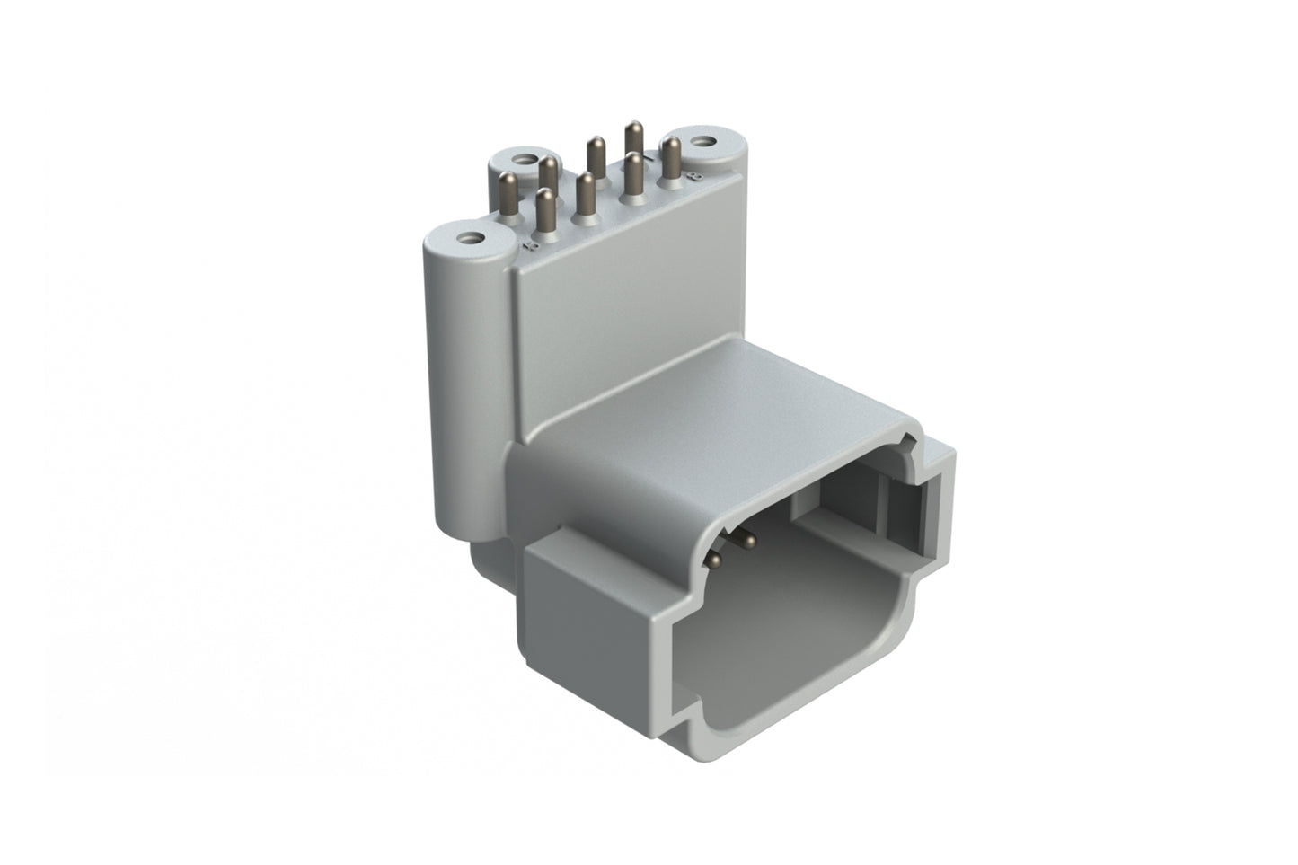 ATF13-08PA-BM33 Board Mount Header, Right Angle, AT, 8 Pin, 3X Self-Threading, Extended Height, Tin Plated Contacts, Keyed A, Grey