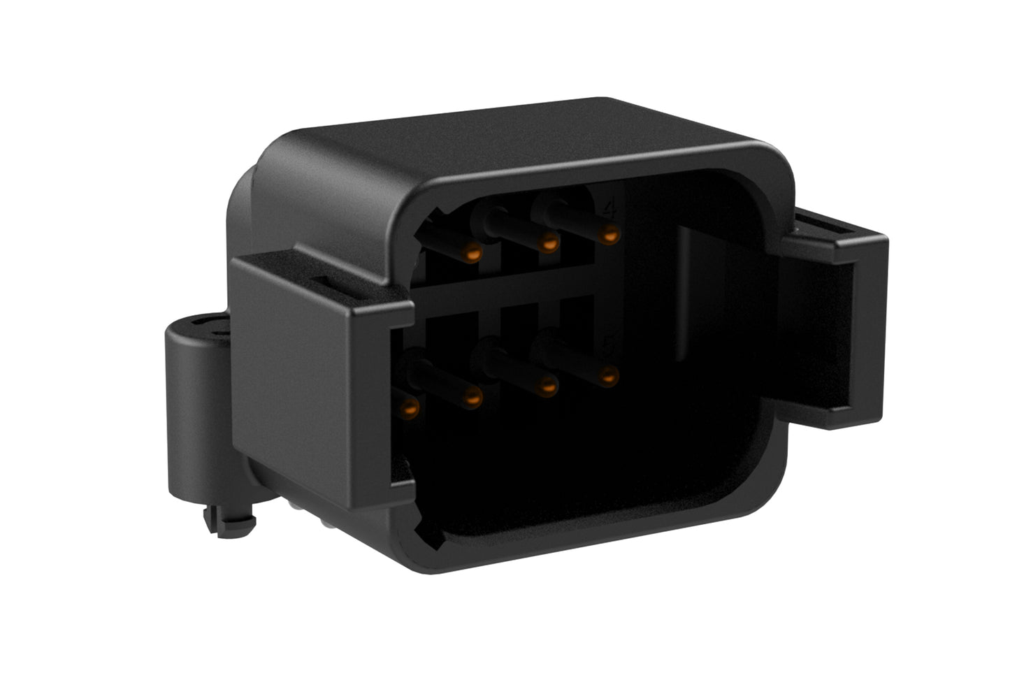 ATF13-08PB-BM01 Board Mount Header, Right Angle, AT, 8 Pin, B-key, Snap Fit, Gold Plate