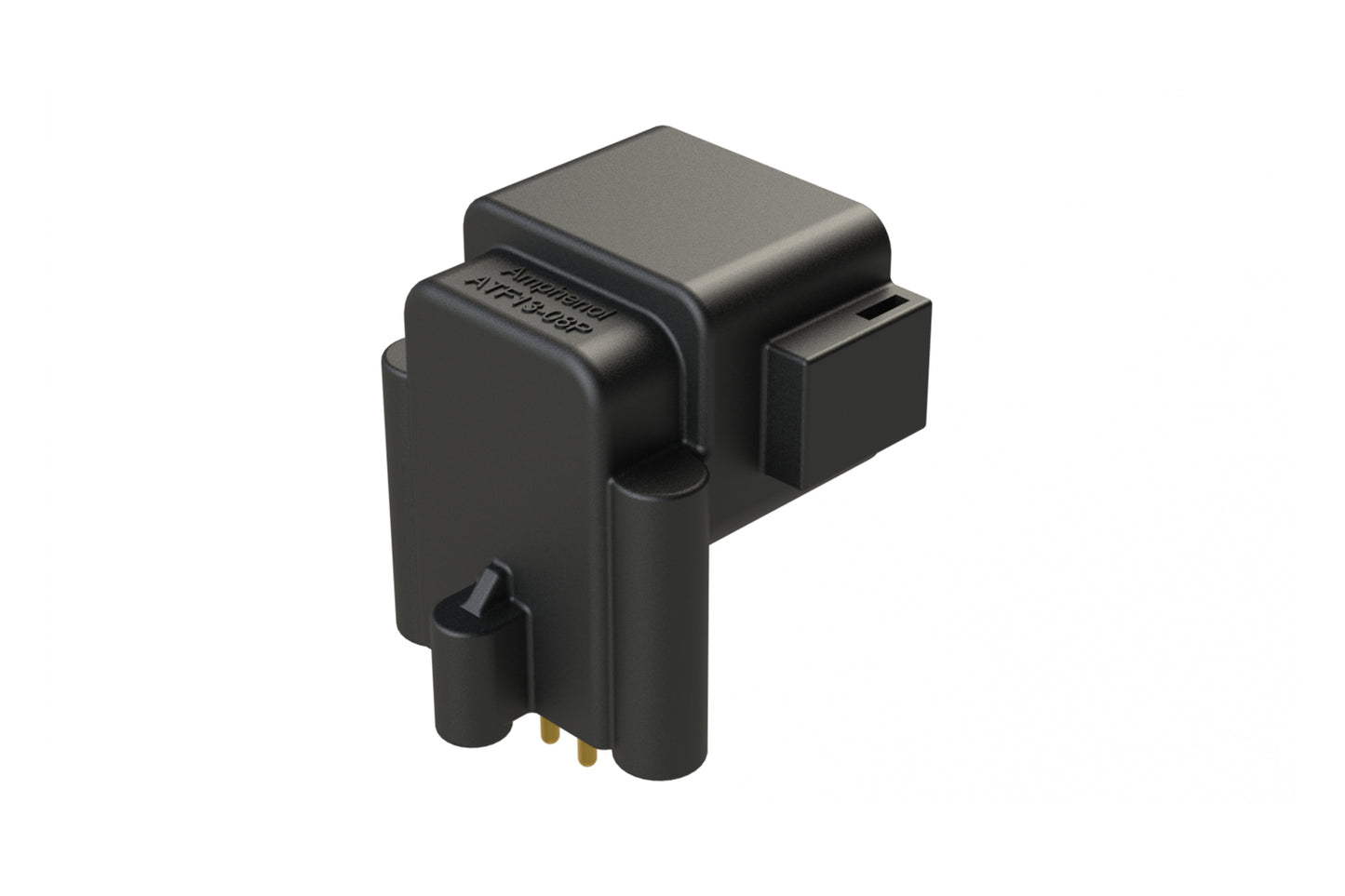 ATF13-08PB-BM31 Board Mount Header, Right Angle, AT, 8 Pin, 3X Self-Threading, Extended Height, Gold Plated Contacts, Keyed B, Black