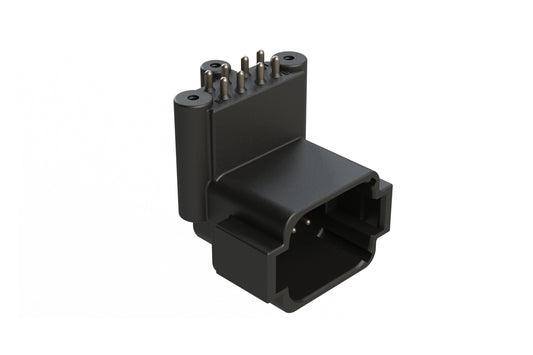 ATF13-08PB-BM33 Board Mount Header, Right Angle, AT, 8 Pin, 3X Self-Threading, Extended Height, Tin Plated Contacts, Keyed B, Black